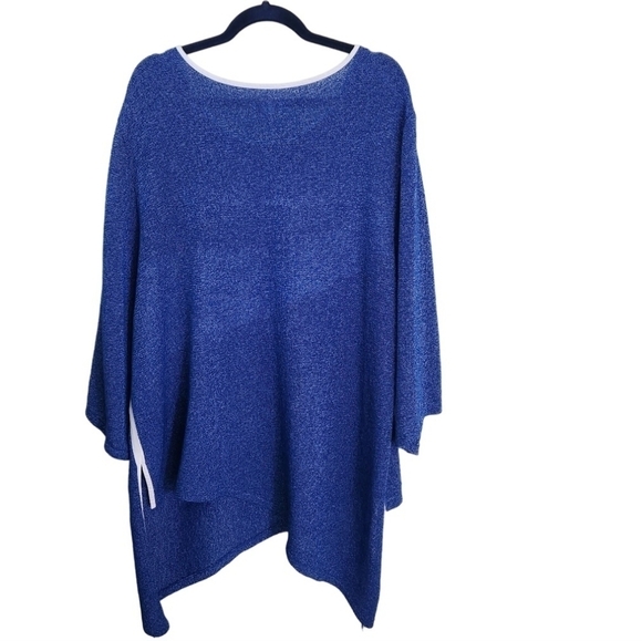 Jaskar Mixed Media Asymmetric Hem Lagonlook Tunic Sweater Size 2X - Picture 2 of 5